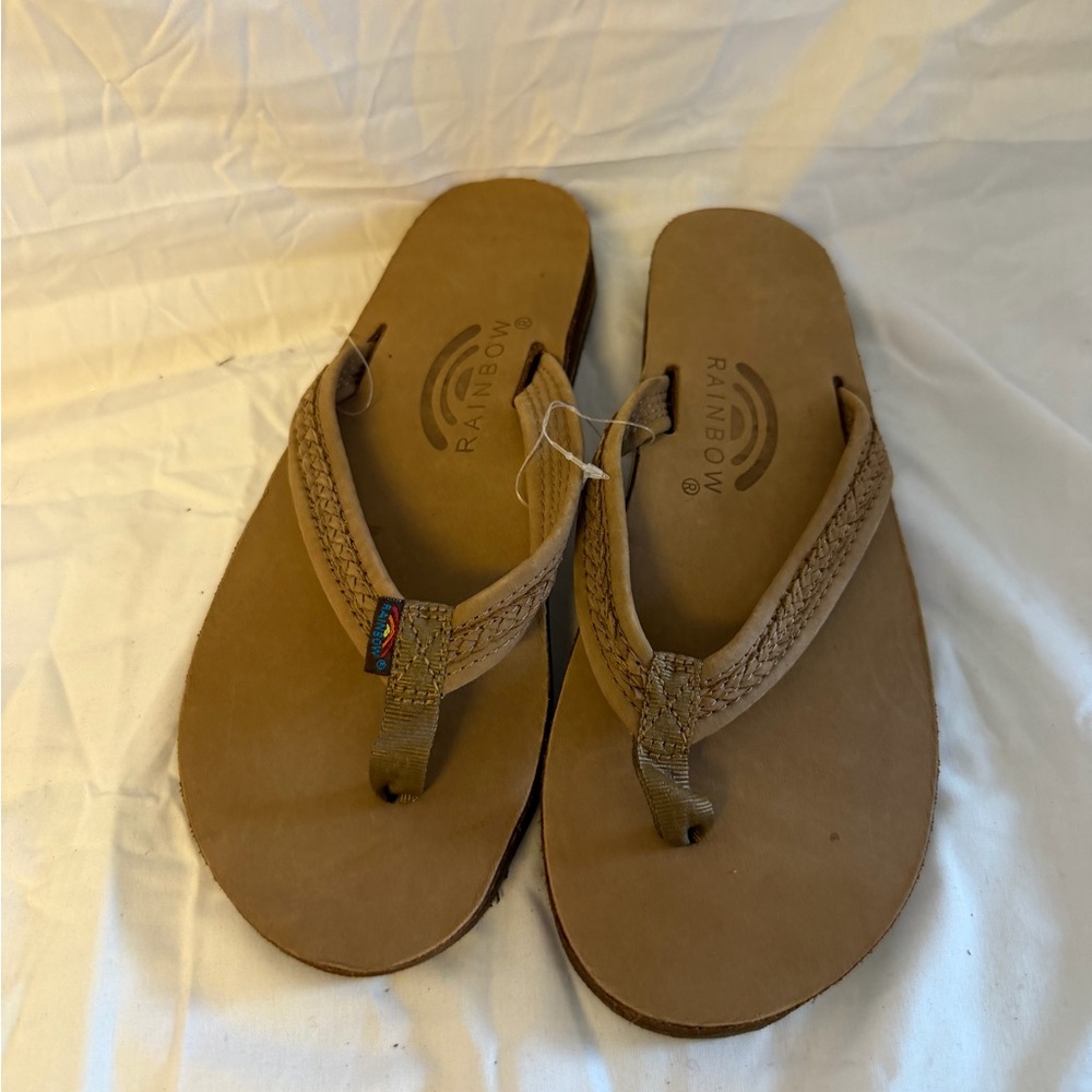 Rainbow Tan flip flops